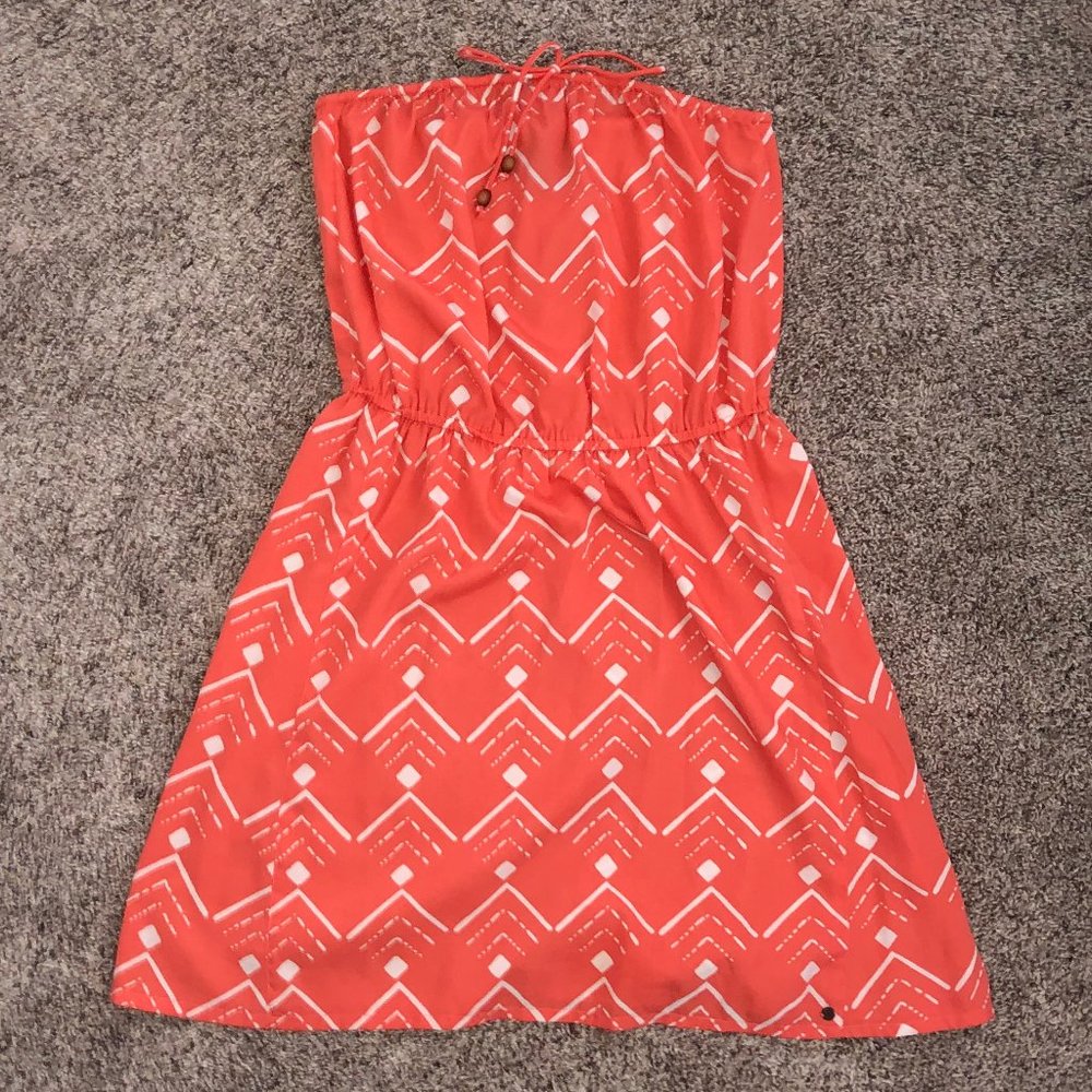 Coral Strapless Summer Dress Size Small
